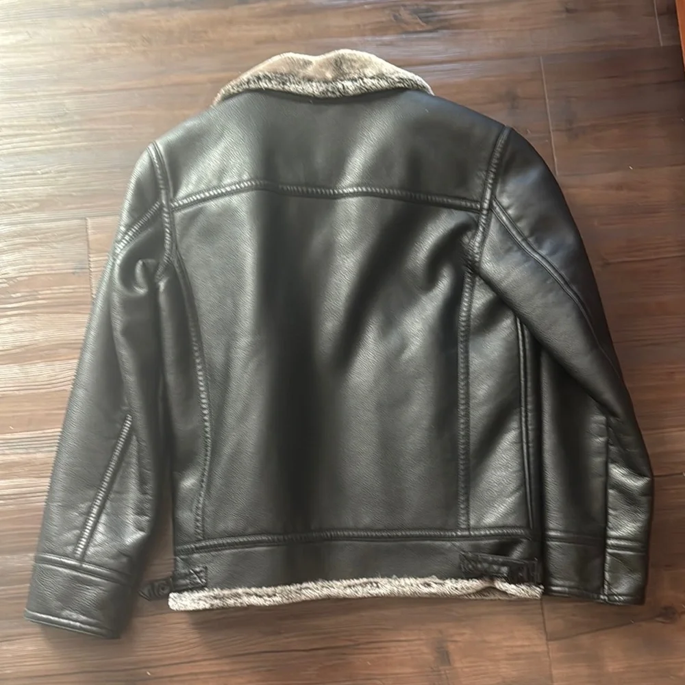 Black Rivet Black Leather Jacket with faux fur collar with lining price is firm - Picture 6 of 7